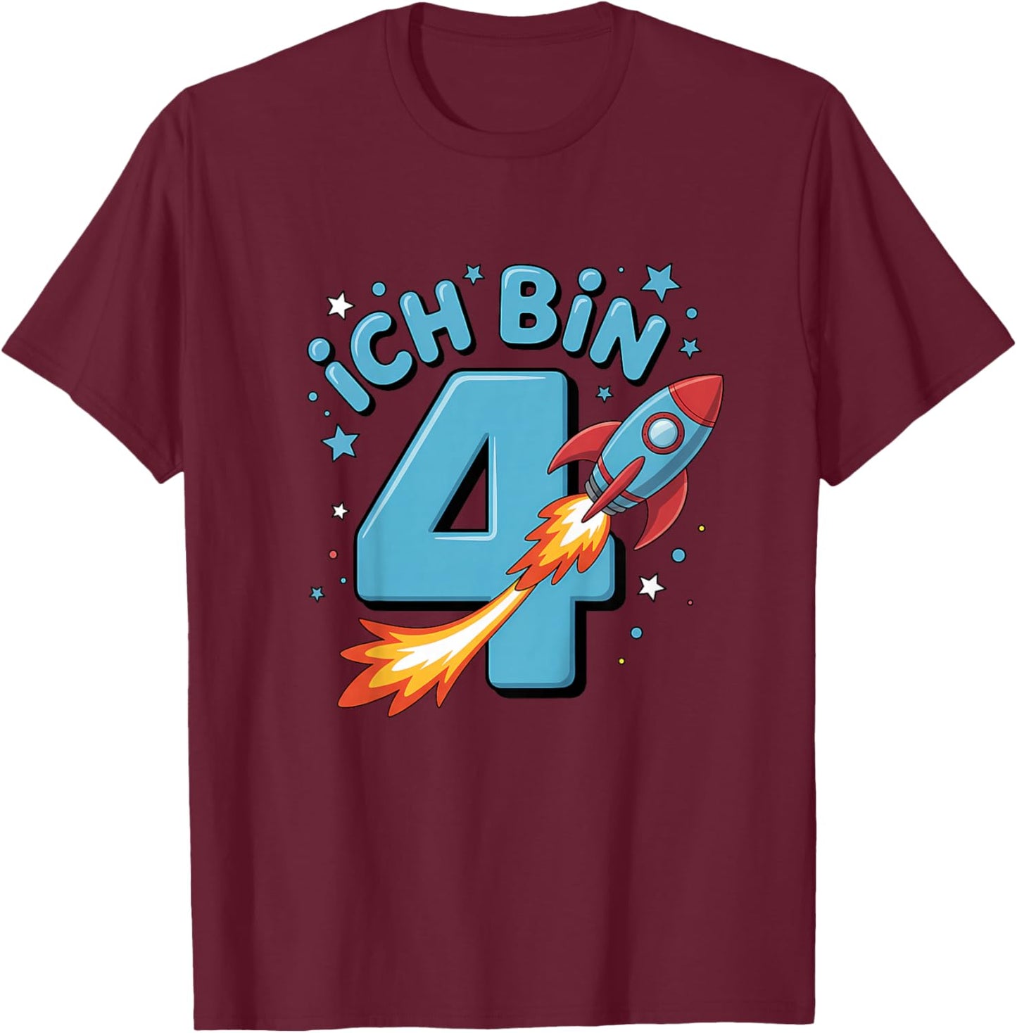 Ich Bin 4 Rakete Geburtstag 4. Geburtstag Junge Weltall T-Shirt - T-Shirt | Maroon