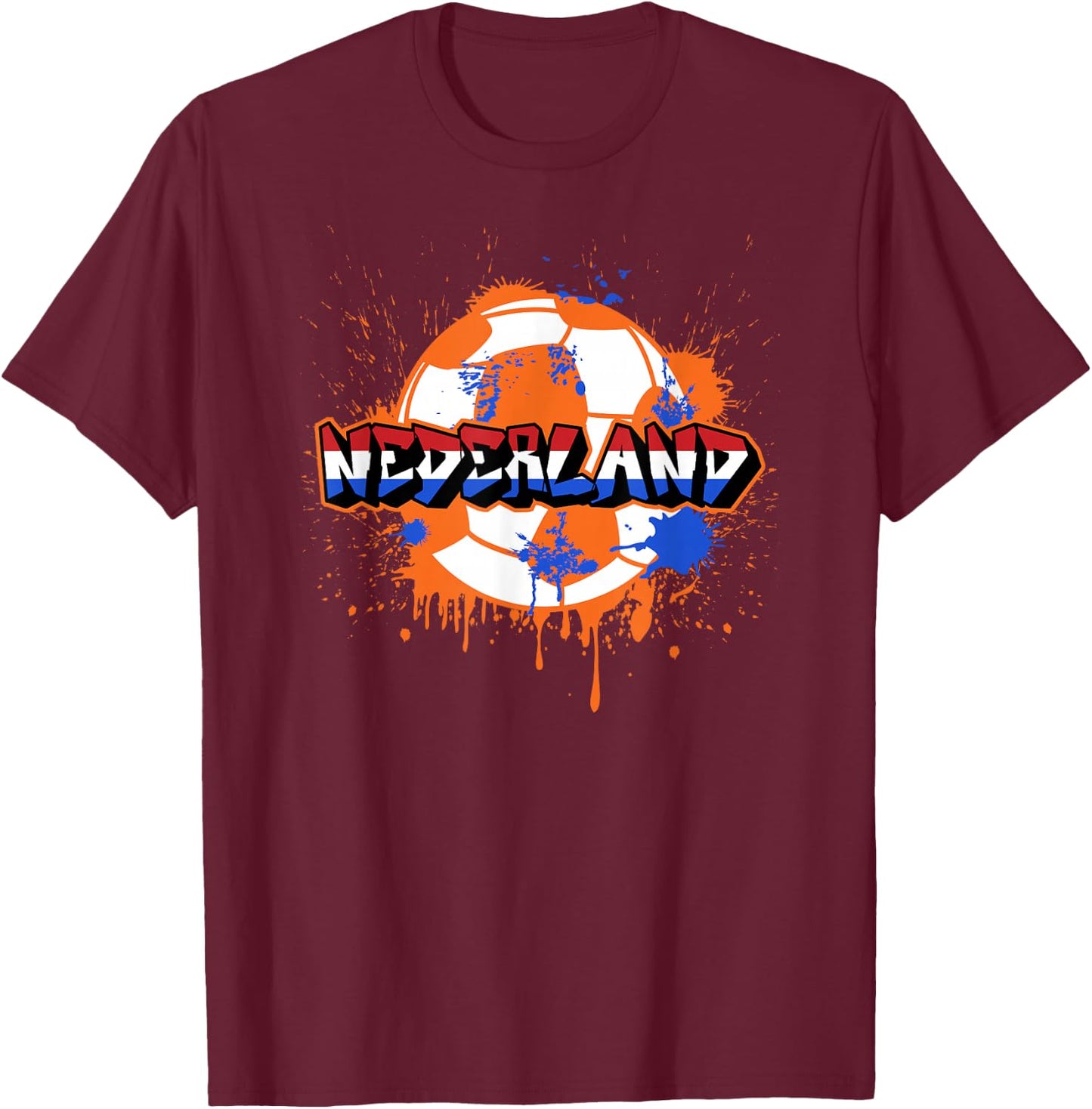 Netherlands Soccer Street Art Splatter Dutch Nederland Flag T-Shirt - T-Shirt | Maroon