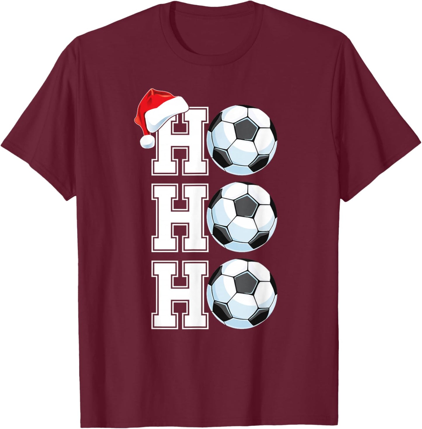 Ho Ho Ho Boys Christmas Sports Soccer Player Toddler Xmas T-Shirt - T-Shirt | Maroon