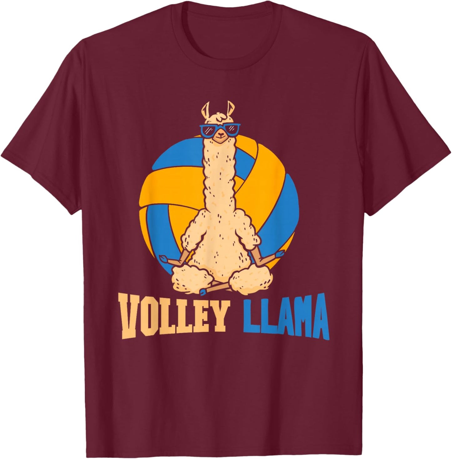 Volley Llama Vball - Beach Volleyball Llama T-Shirt - T-Shirt | Maroon