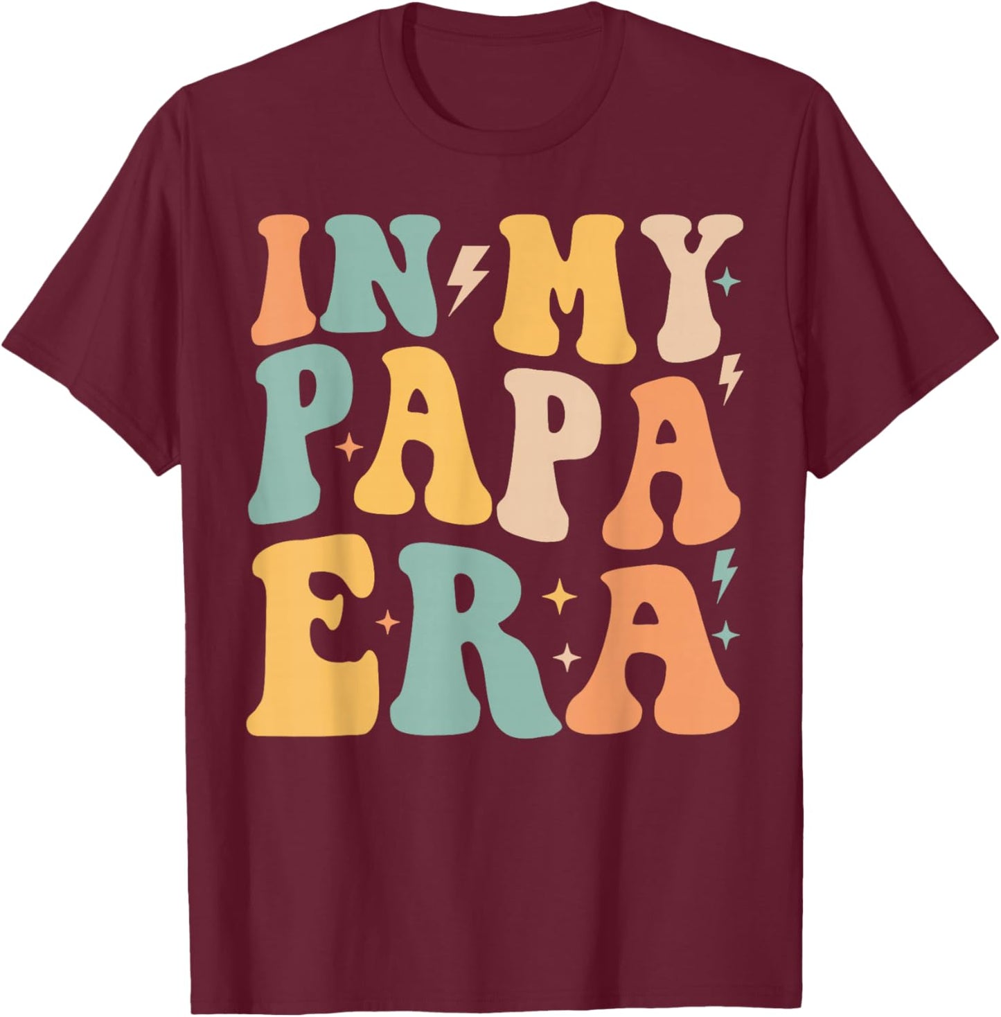 Retro Groovy In My Papa Era Father's Day T-Shirt - T-Shirt | Maroon
