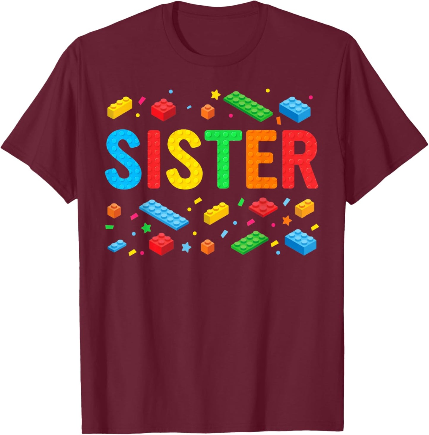 Sister Master Builder Building Bricks Blocks Family Matching T-Shirt - T-Shirt | Maroon