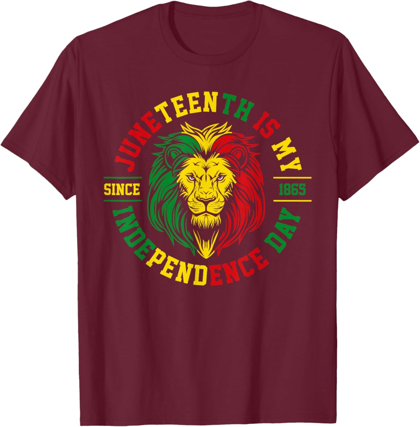 Juneteenth Is My Independence Day Lion Free Ish Since 1865 T-Shirt - T-Shirt | Maroon