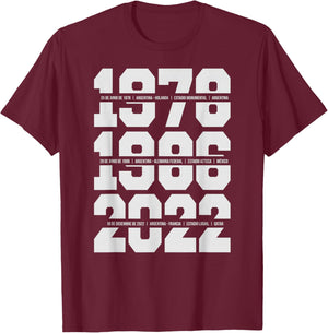 Argentina, 1978, 1986, 2022 T-Shirt - T-Shirt | Maroon