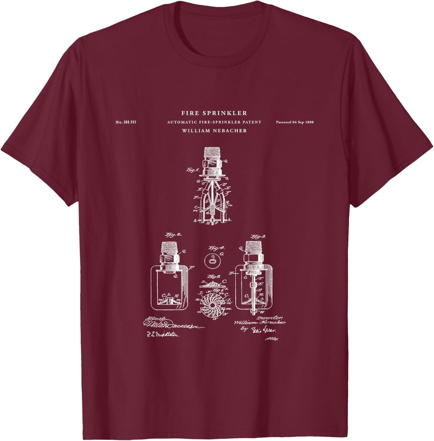Fire Sprinkler Patent - City T-Shirt - T-Shirt | Maroon