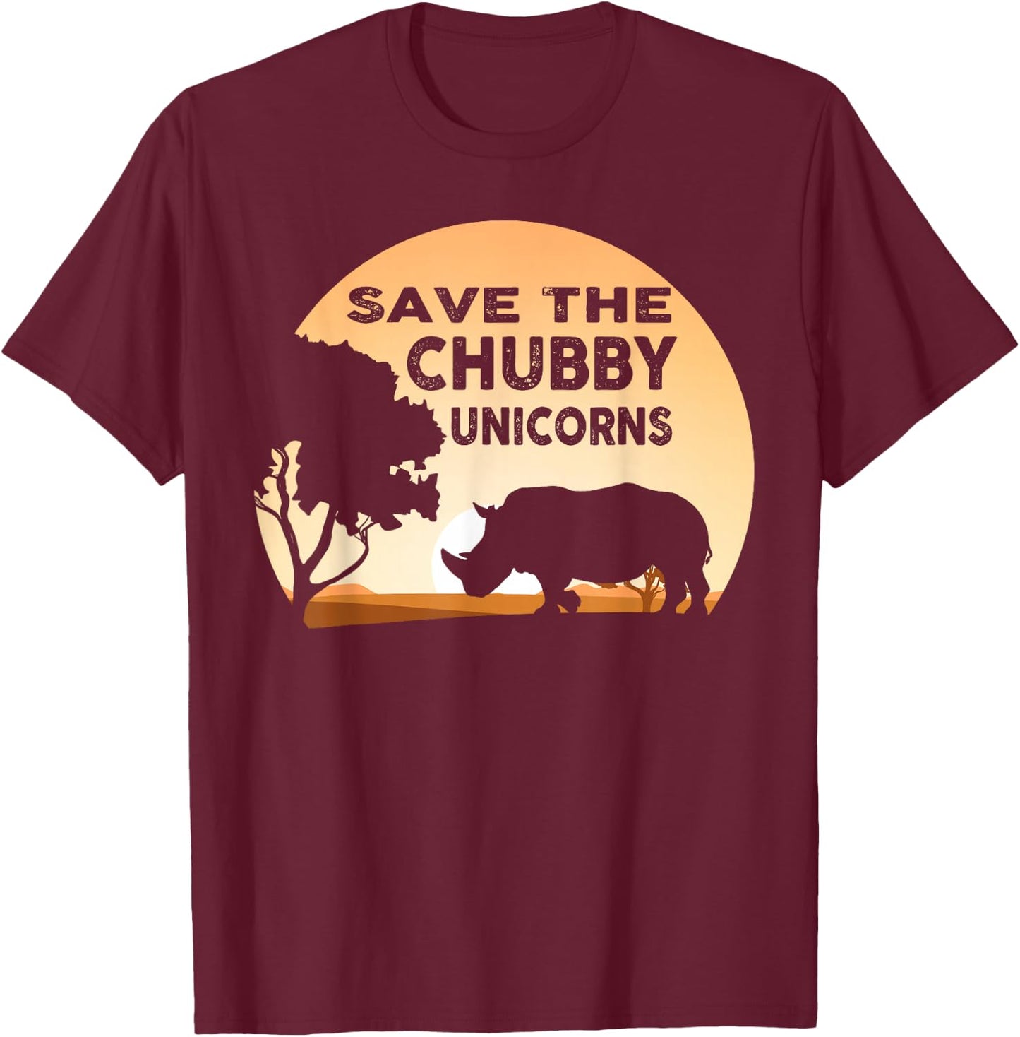 Save The Chubby Unicorns Fat Rhino Funny T-Shirt - T-Shirt | Maroon