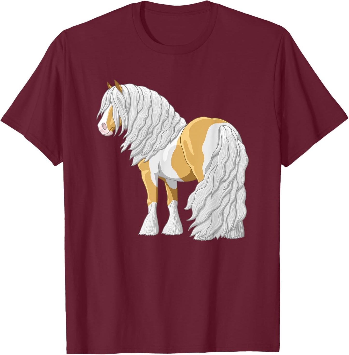 Palomino Pinto Skewbald Gypsy Vanner Irish Cob Draft Horse T-Shirt - T-Shirt | Maroon