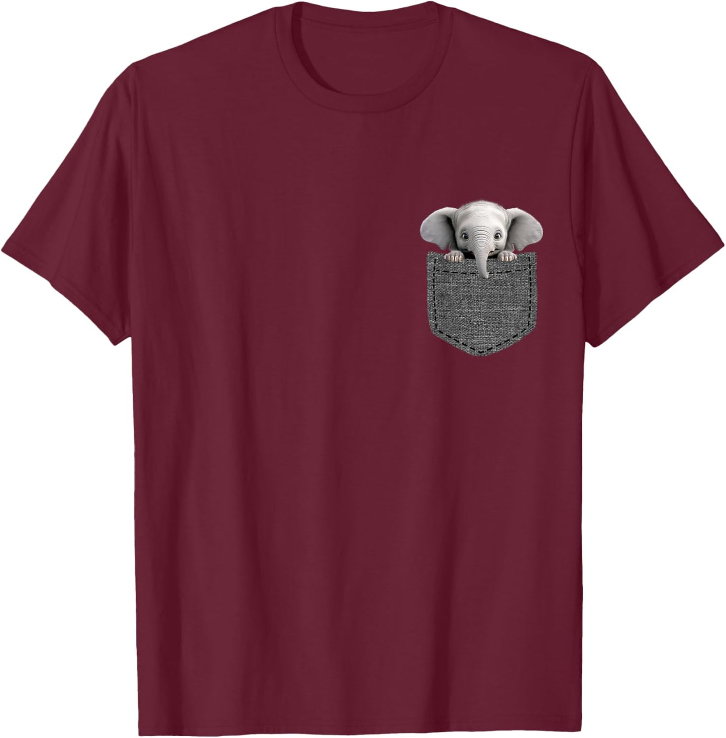 Elephant in Pocket T-Shirt - T-Shirt | Maroon