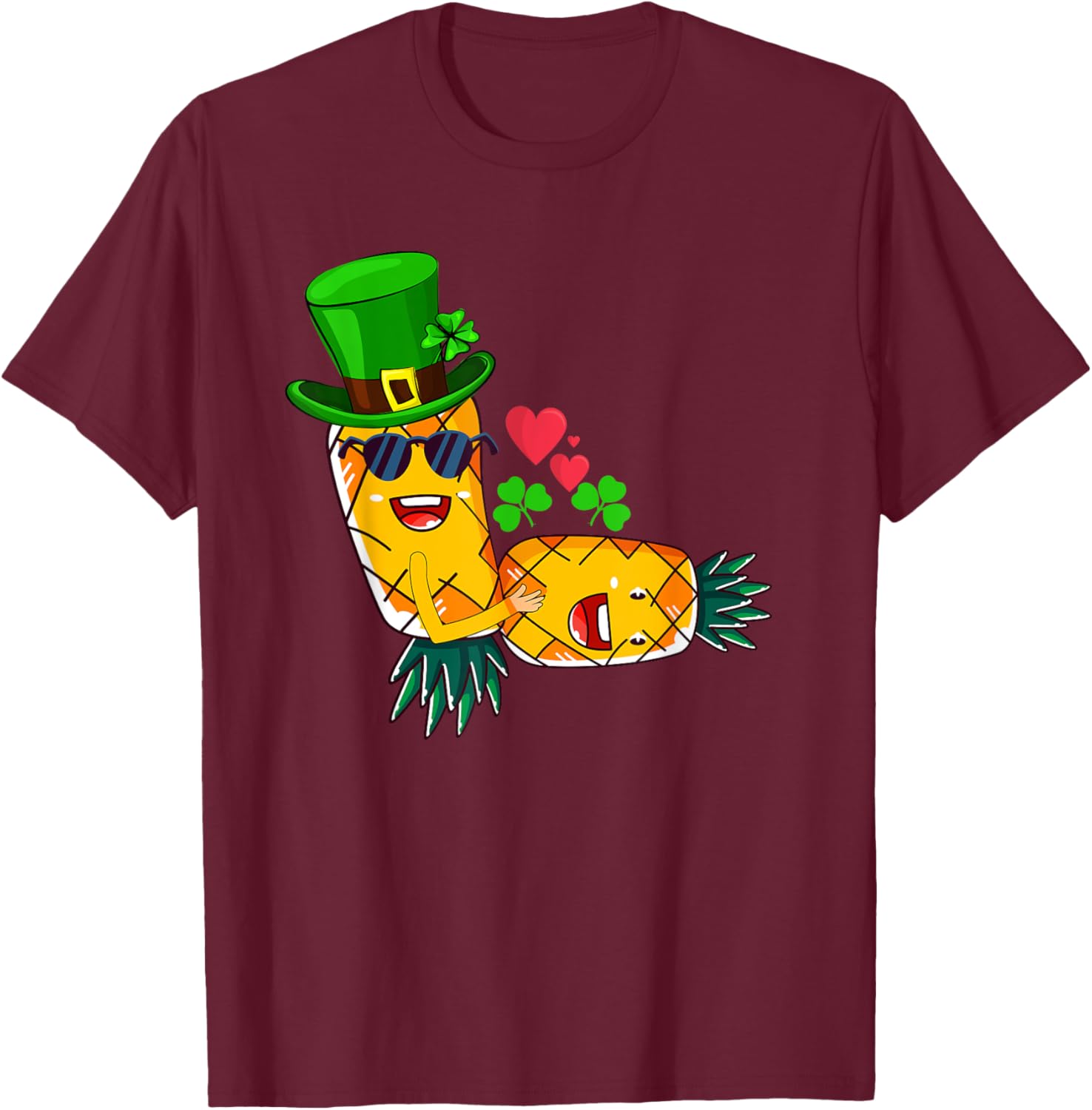 Irish Swinger Upside Down Pineapple Making Love Shamrock Hat T-Shirt - T-Shirt | Maroon