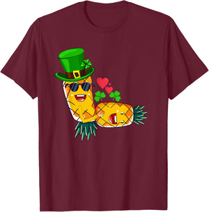 Irish Swinger Upside Down Pineapple Making Love Shamrock Hat T-Shirt - T-Shirt | Maroon