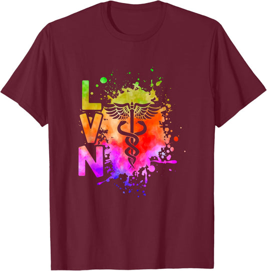 LVN Caduceus LVN Nurse Licensed Vocational Nurse T-Shirt - T-Shirt | Maroon