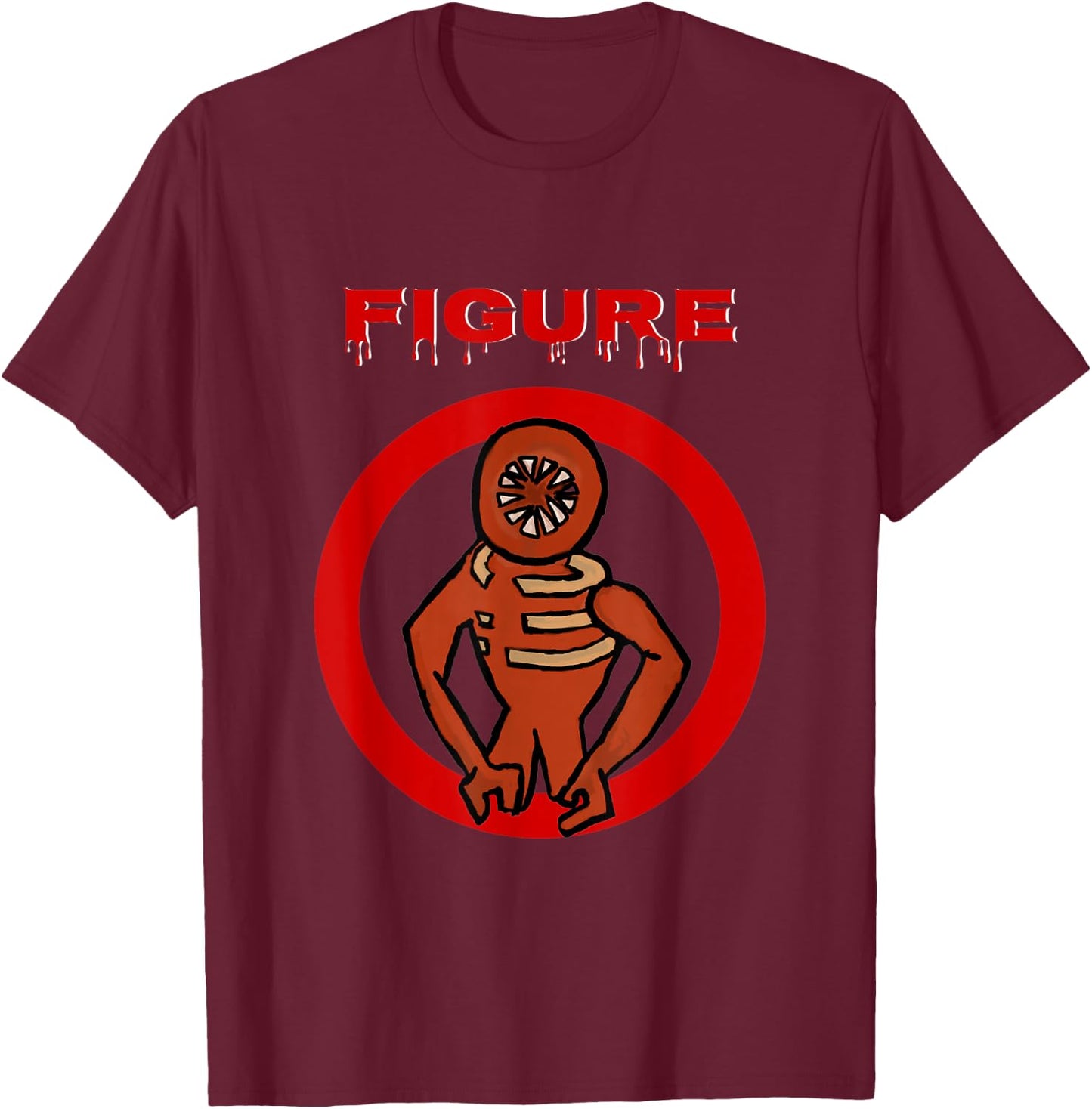 2022 Black Monster Horror Game Doors Figure T-Shirt - T-Shirt | Maroon