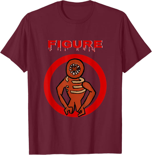 2022 Black Monster Horror Game Doors Figure T-Shirt - T-Shirt | Maroon