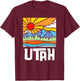 Utah Artistic Nature & Mountains Vintage Graphic T-Shirt - T-Shirt | Maroon