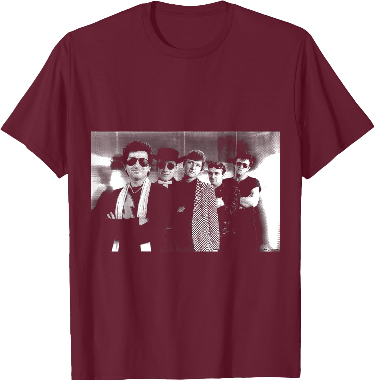 Squeeze Rock Band B&W Publicity Shot By George DuBose T-Shirt - T-Shirt | Maroon