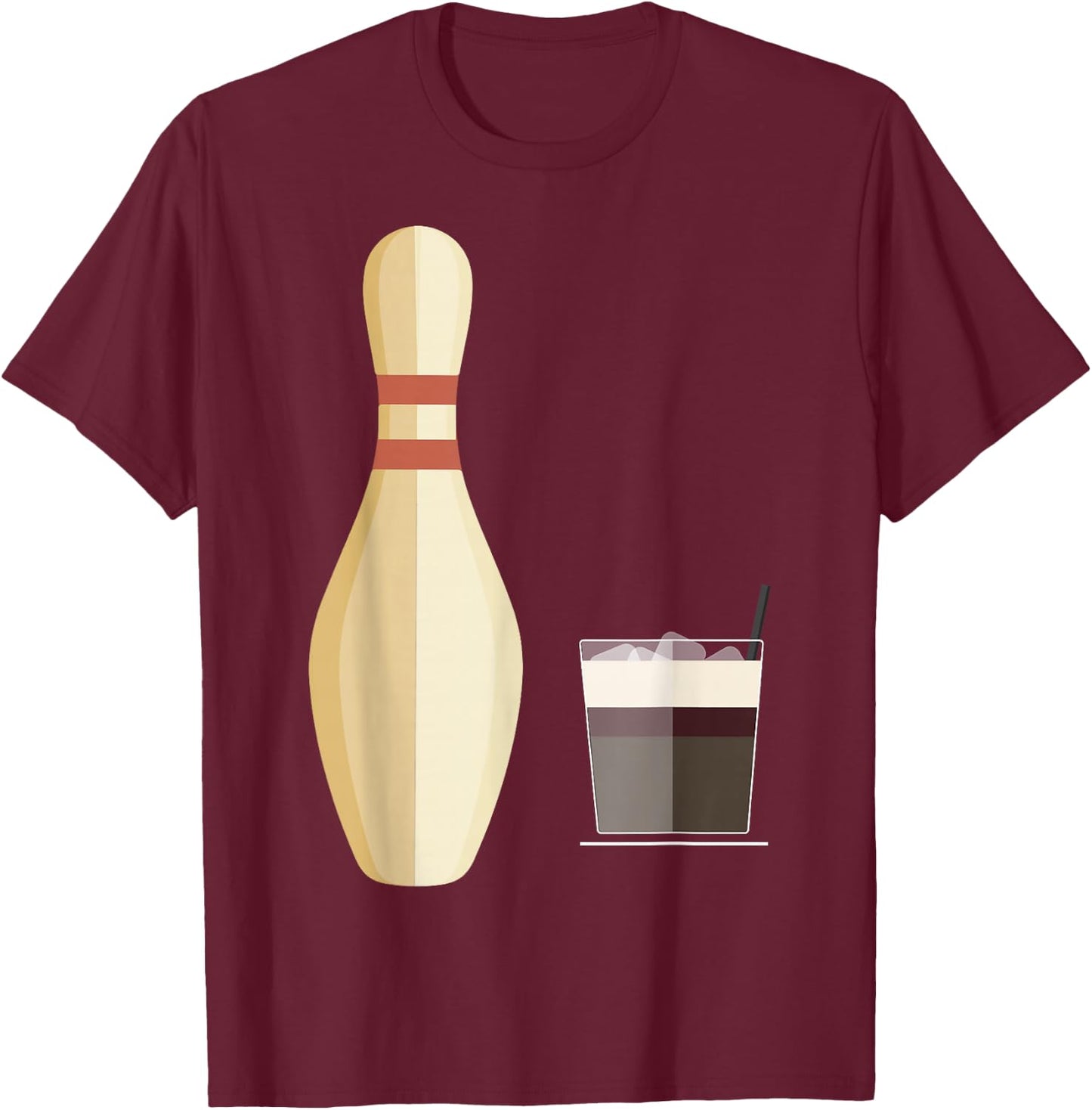 The Big Lebowski Bowling Pin Glass of Whiskey T-Shirt - T-Shirt | Maroon