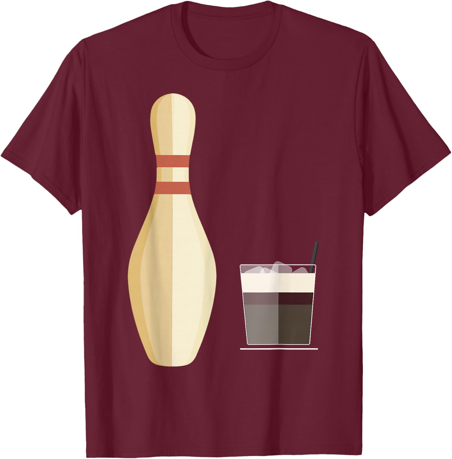 The Big Lebowski Bowling Pin Glass of Whiskey T-Shirt - T-Shirt | Maroon