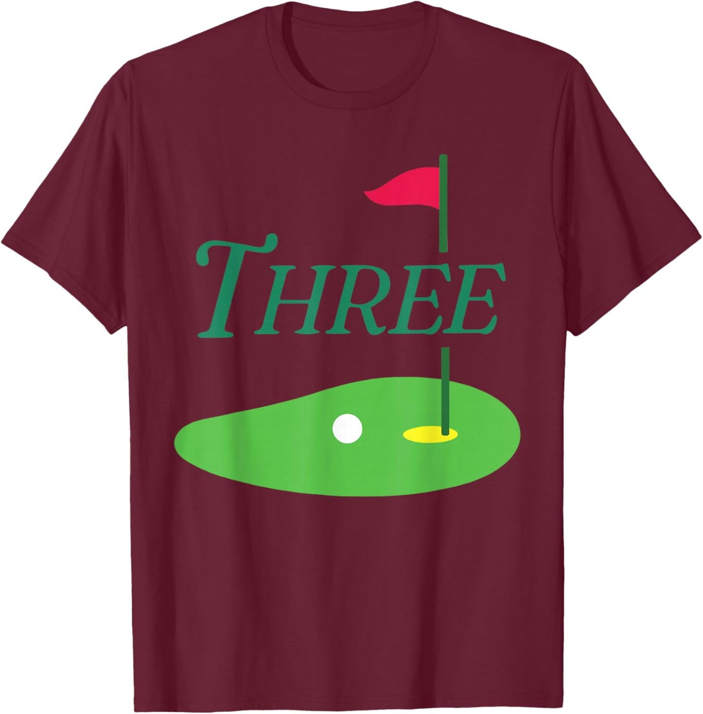 Three Par 3 Year Old Birthday 3rd Bday Matching Family T-Shirt - T-Shirt | Maroon