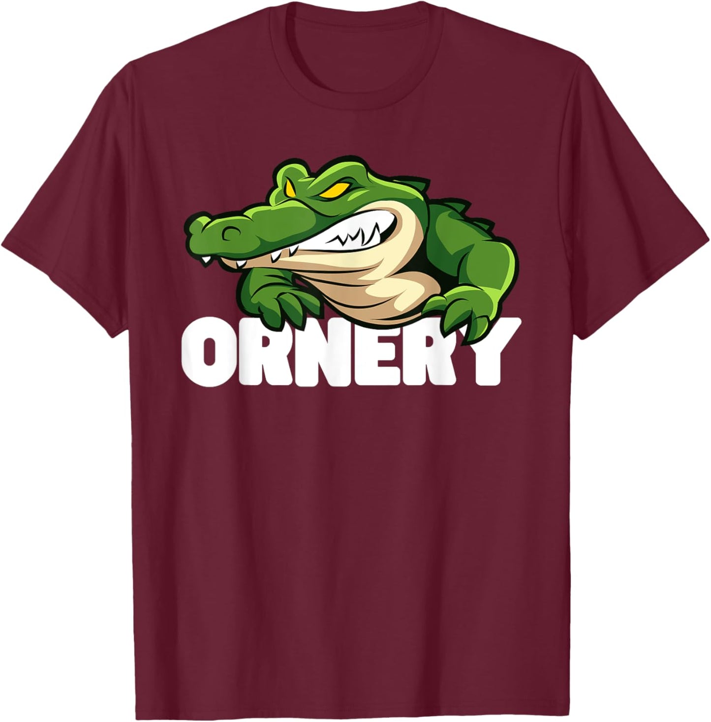 Ornery Alligators Funny Grumpy Gator Mascot T-Shirt - T-Shirt | Maroon