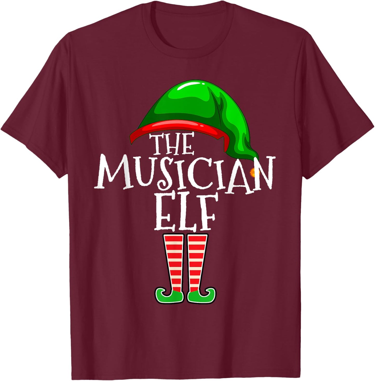 The Musician Elf Group Matching Family Christmas Gifts Music T-Shirt - T-Shirt | Maroon