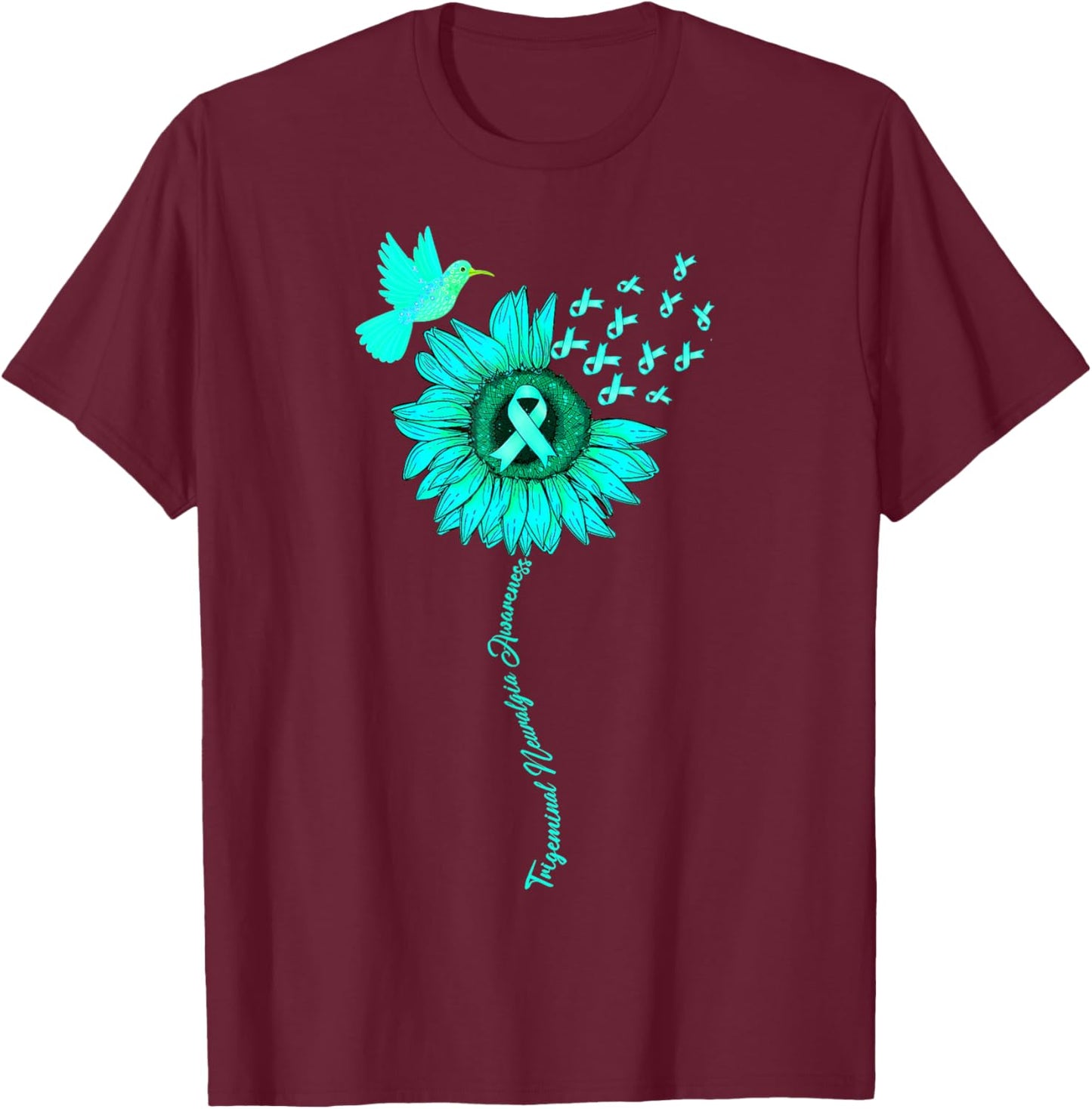 Trigeminal Neuralgia Awareness Sunflower T-Shirt - T-Shirt | Maroon