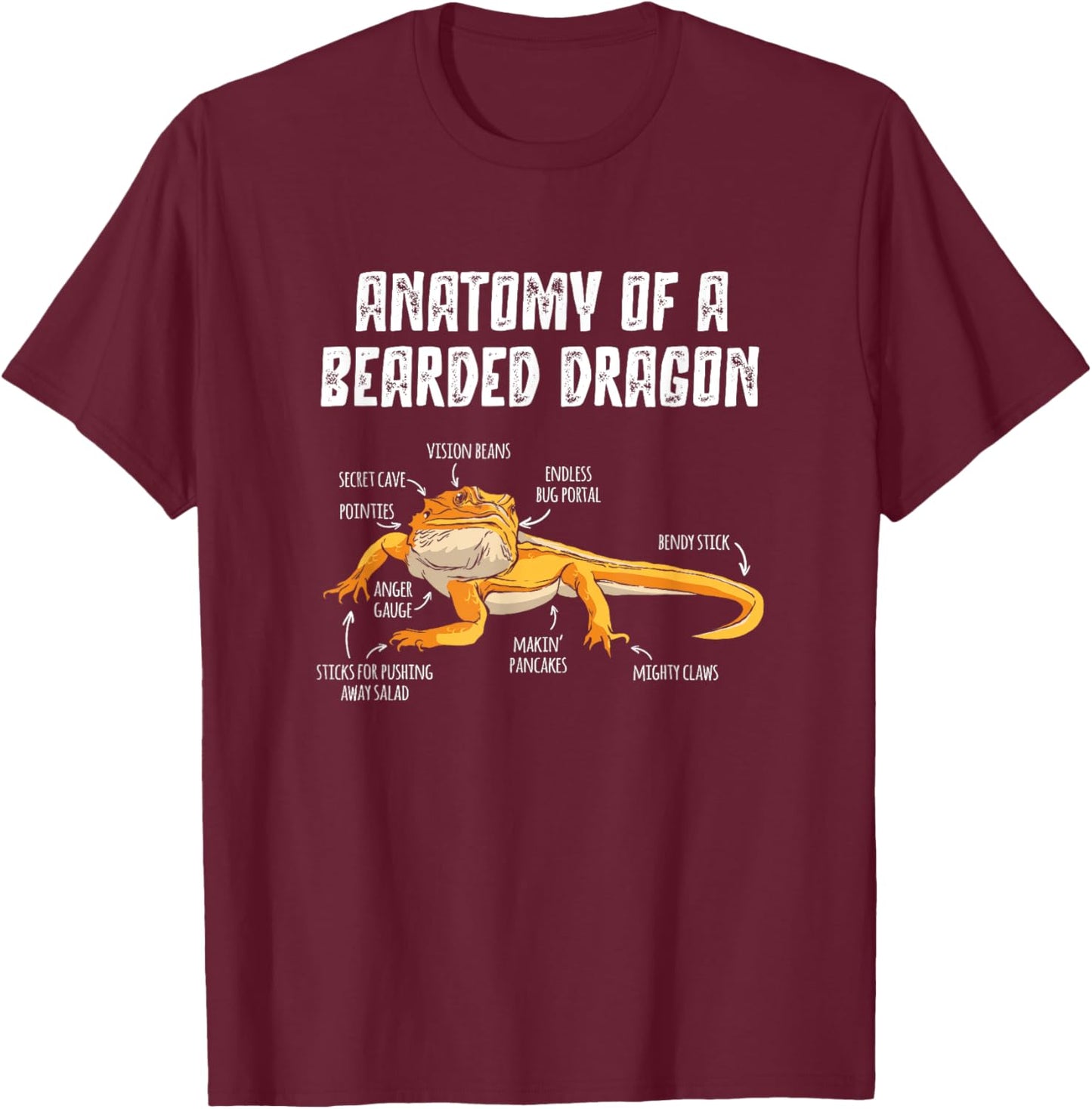 Anatomy Of A Bearded Dragon T-Shirt - T-Shirt | Maroon