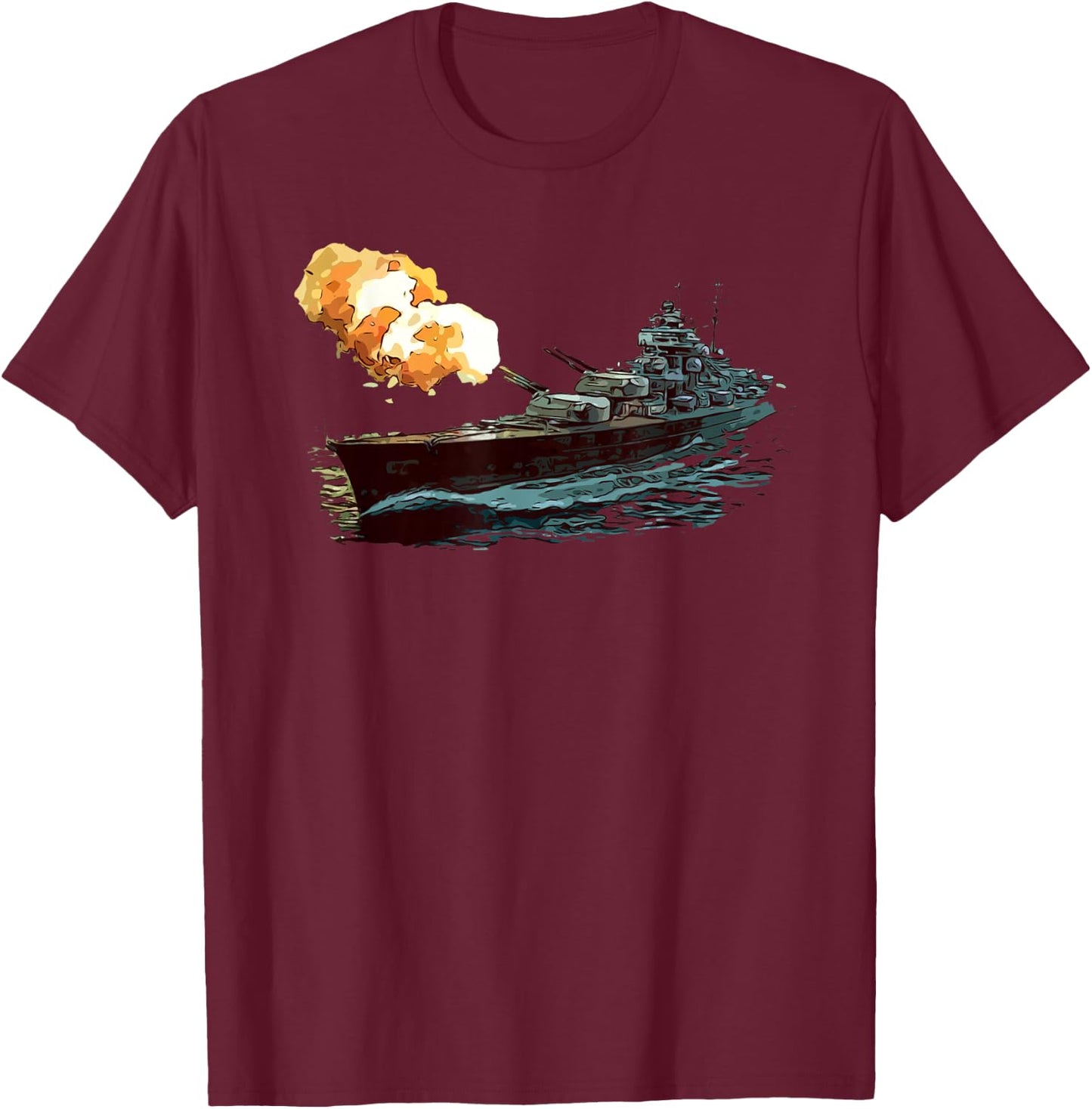 WW2 Warship Battleship Cruiser Marine Fleet T-Shirt - T-Shirt | Maroon