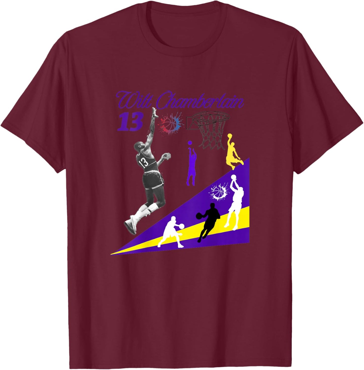 Wilt Chamberlain_NBA_001_Back Printed T-Shirt - T-Shirt | Maroon