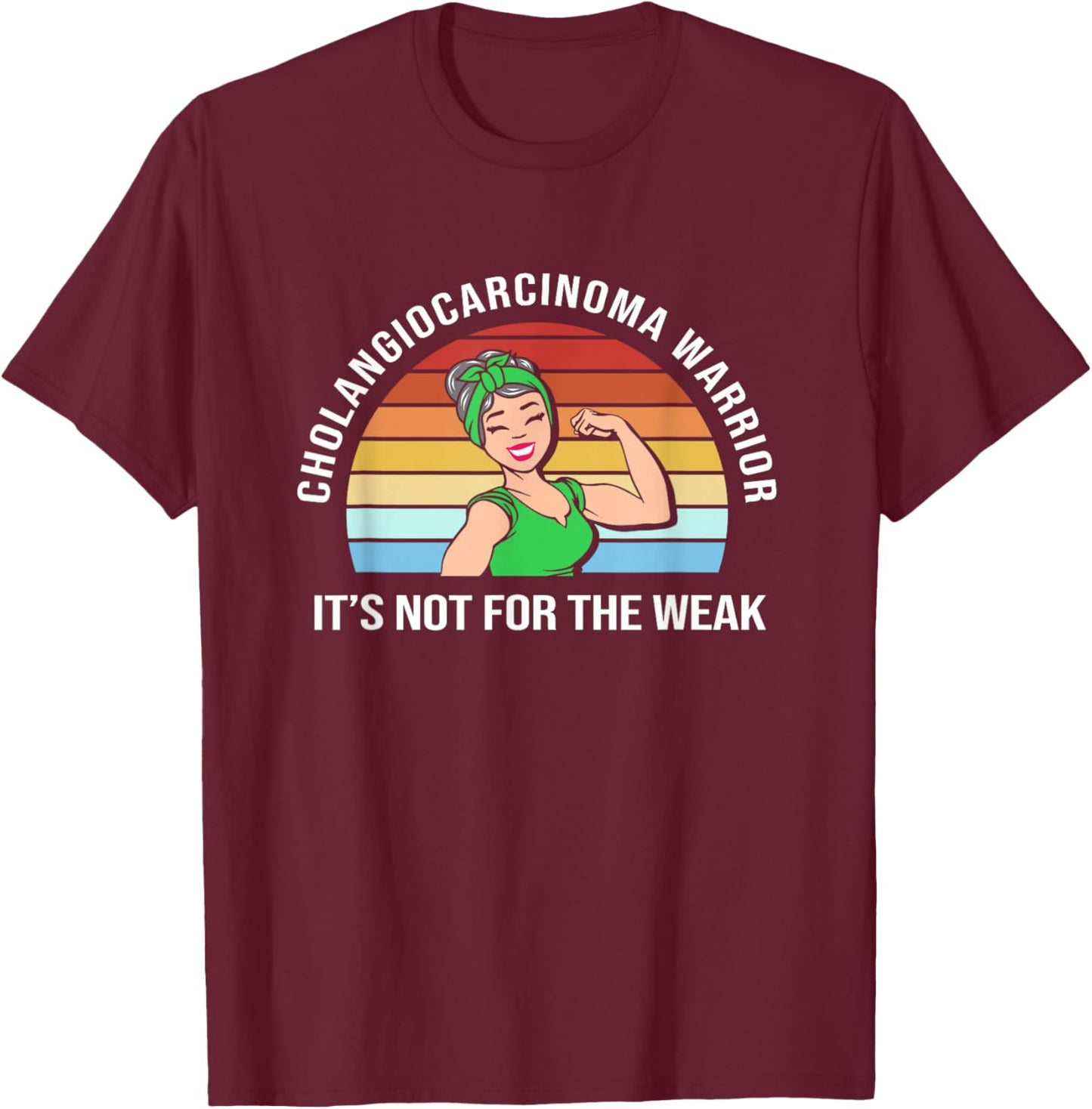 Retro Strong Woman Cholangiocarcinoma Warrior T-Shirt - T-Shirt | Maroon