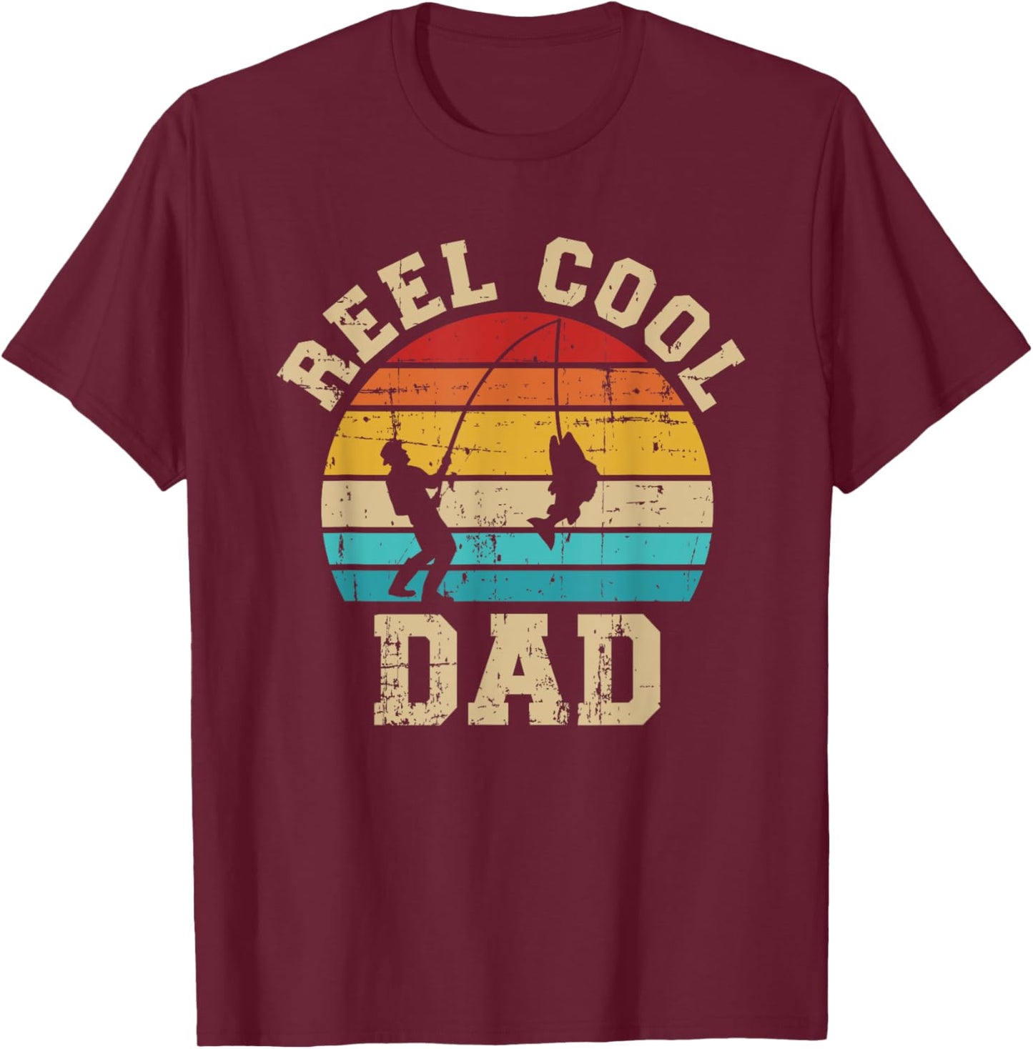 Reel cool dad fishing vintage retro T-Shirt - T-Shirt | Maroon