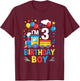 Three 3Yr 3Rd Kids Boys Girls Train Birthday Boy 3 Years Old T-Shirt - T-Shirt | Maroon