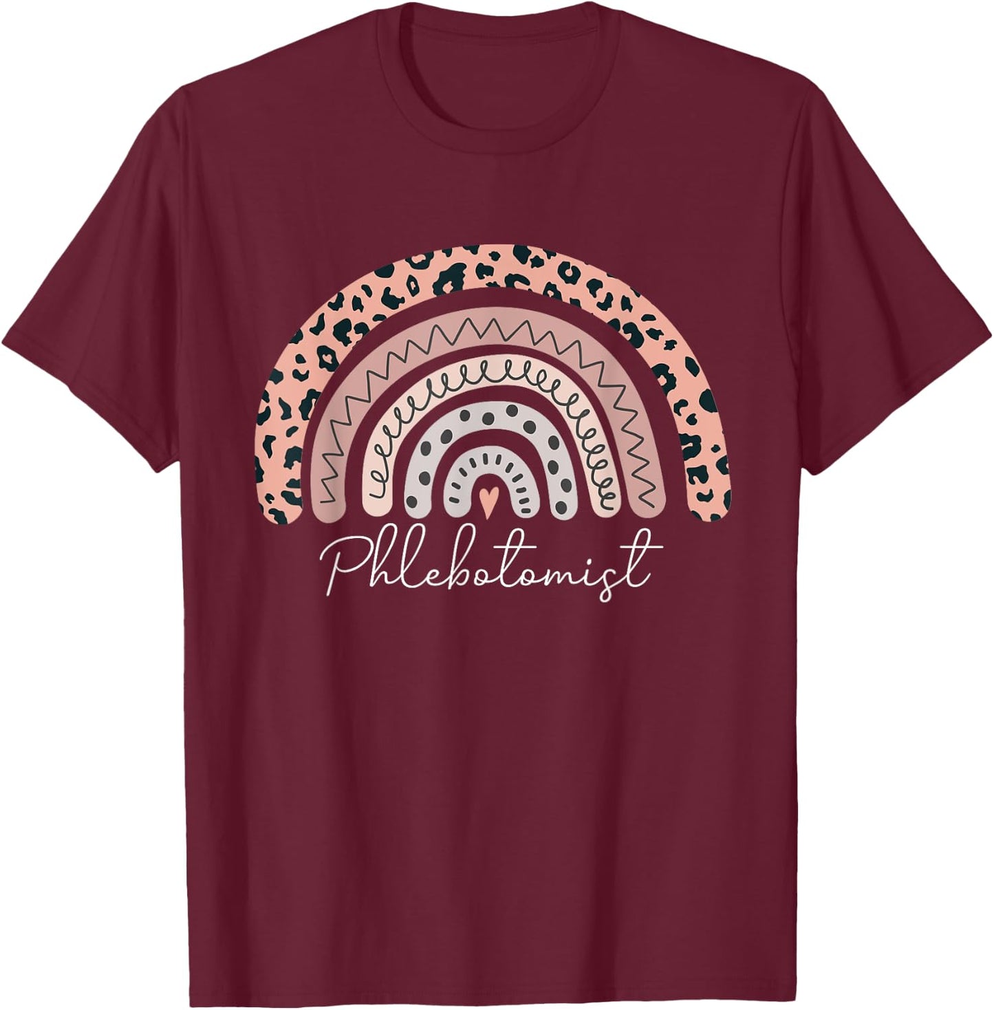 Phlebotomist Rainbow Leopard Phlebotomy Technician Nurse T-Shirt - T-Shirt | Maroon
