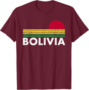 Retro Bolivia Shirt Vintage Bolivia Flag Bolivian Gift T-Shirt - T-Shirt | Maroon