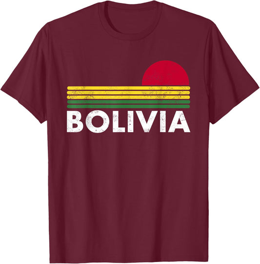 Retro Bolivia Shirt Vintage Bolivia Flag Bolivian Gift T-Shirt - T-Shirt | Maroon