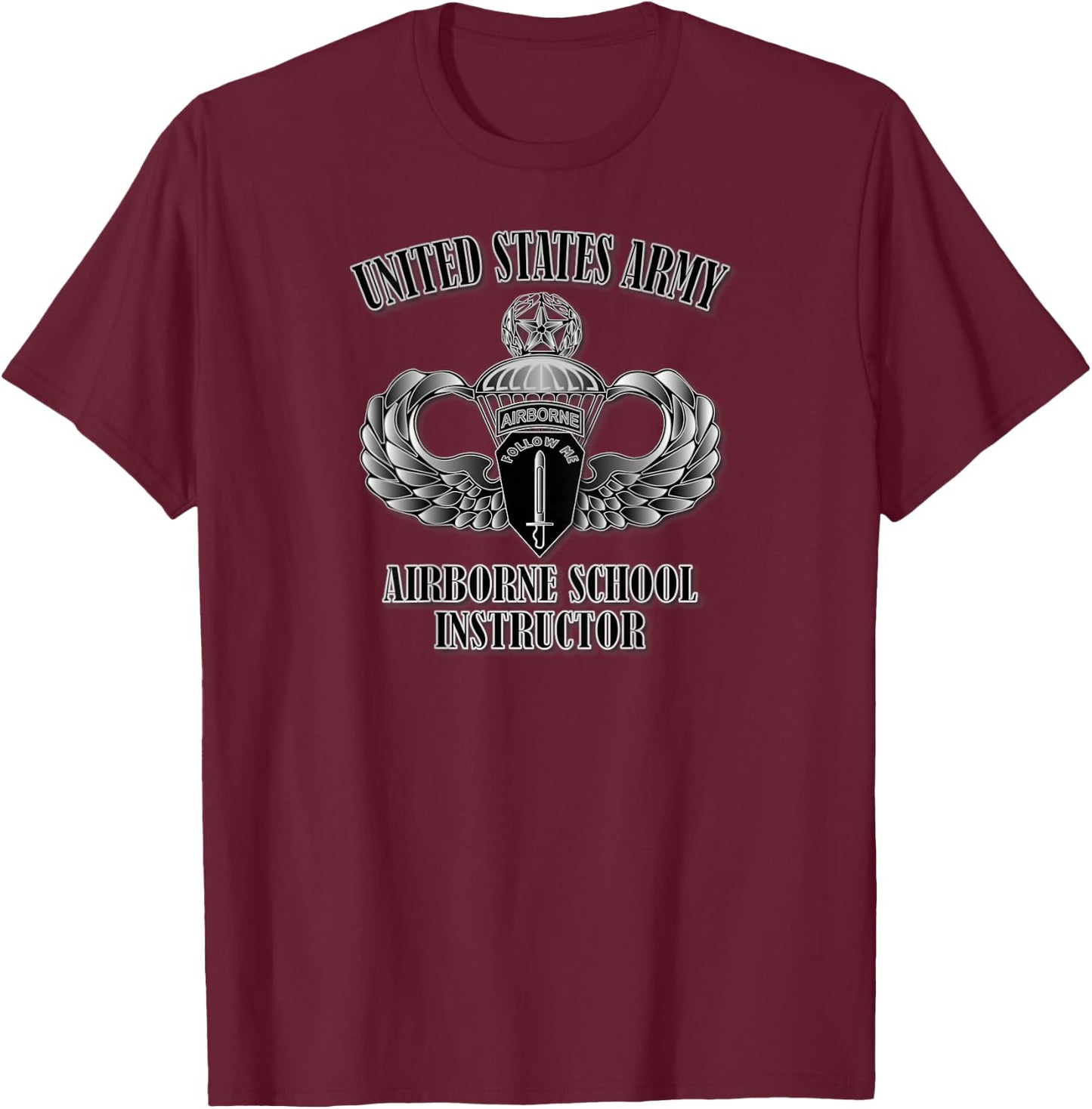 U.S. Army Airborne School Instructor (Back Design) T-Shirt - T-Shirt | Maroon