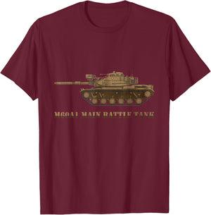 M60 A1 Patton Tank American Tanks Diagram Veteran Day T-Shirt - T-Shirt | Maroon