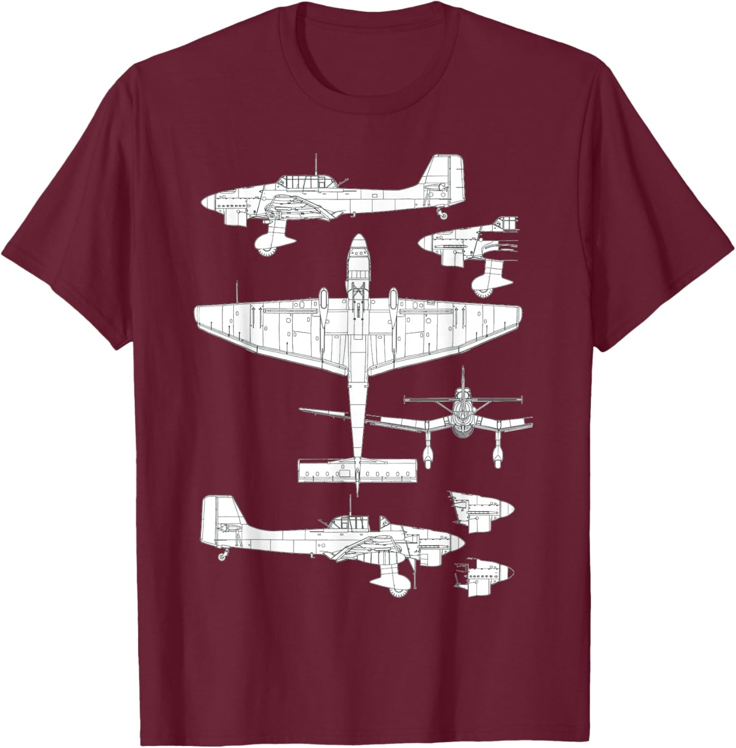 Junkers Ju 87 Stuka German WW2 Bomber Luftwaffe Airplane T-Shirt - T-Shirt | Maroon