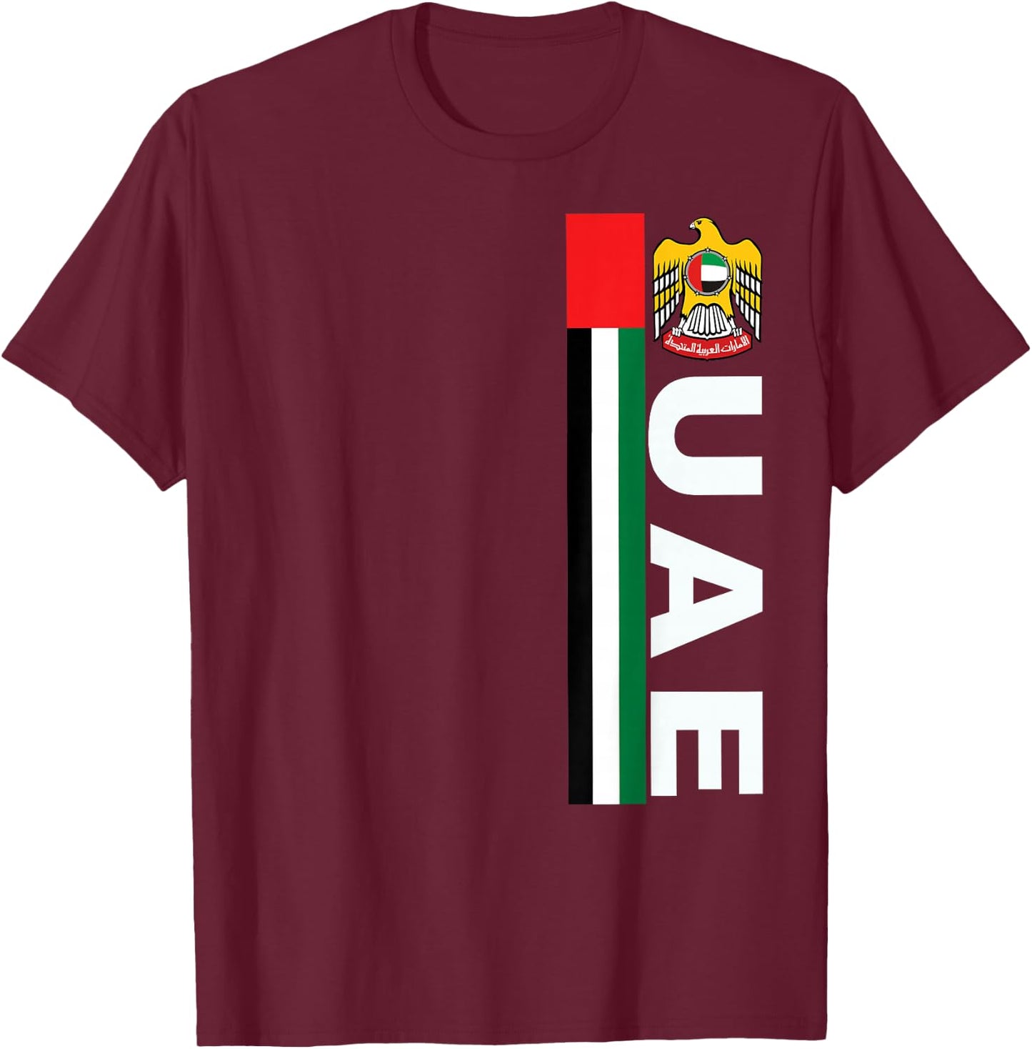 UAE Soccer Style United Arab Emirates Flag T-Shirt - T-Shirt | Maroon