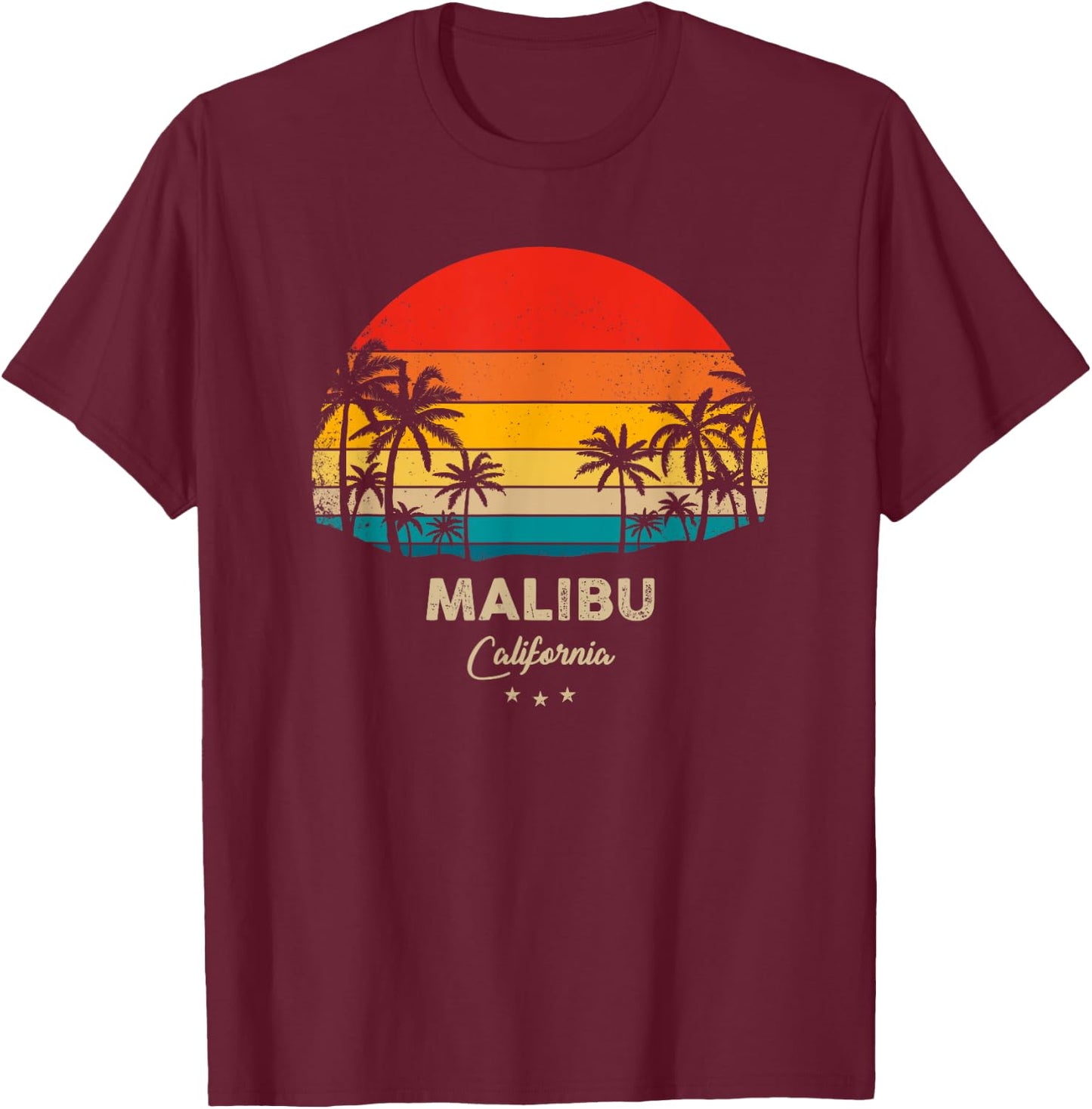 Vintage Malibu Beach Souvenir - California T-Shirt - T-Shirt | Maroon
