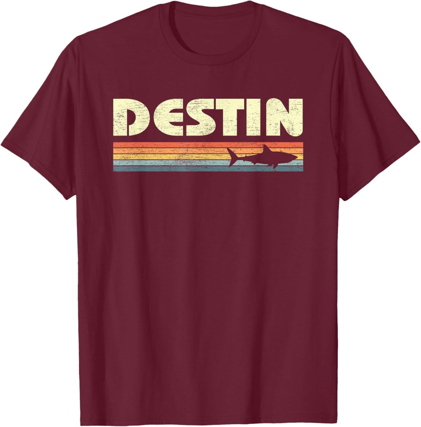 Destin Florida Vintage Shark Souvenir T-Shirt - T-Shirt | Maroon