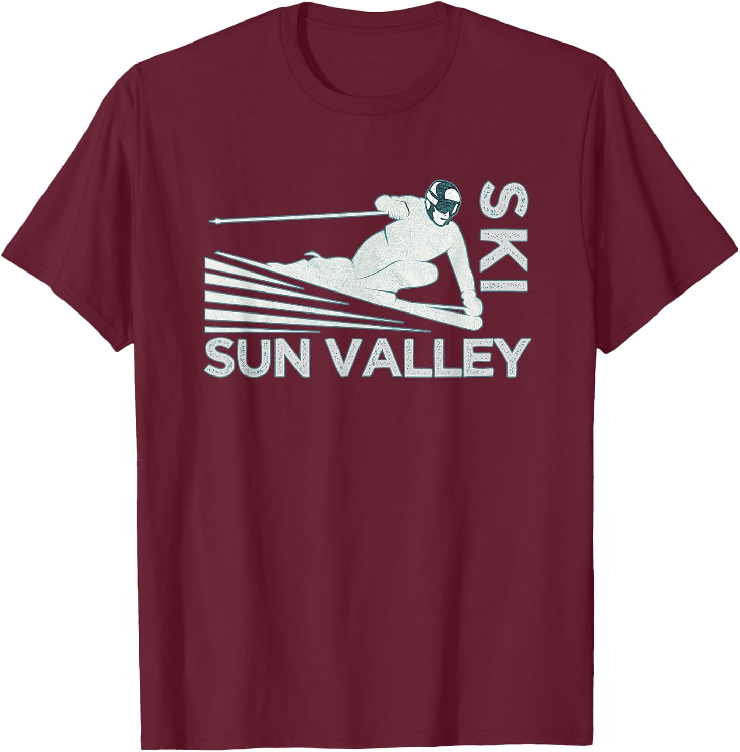 Ski Sun Valley Idaho - Vintage Snow Ski T-Shirt - T-Shirt | Maroon