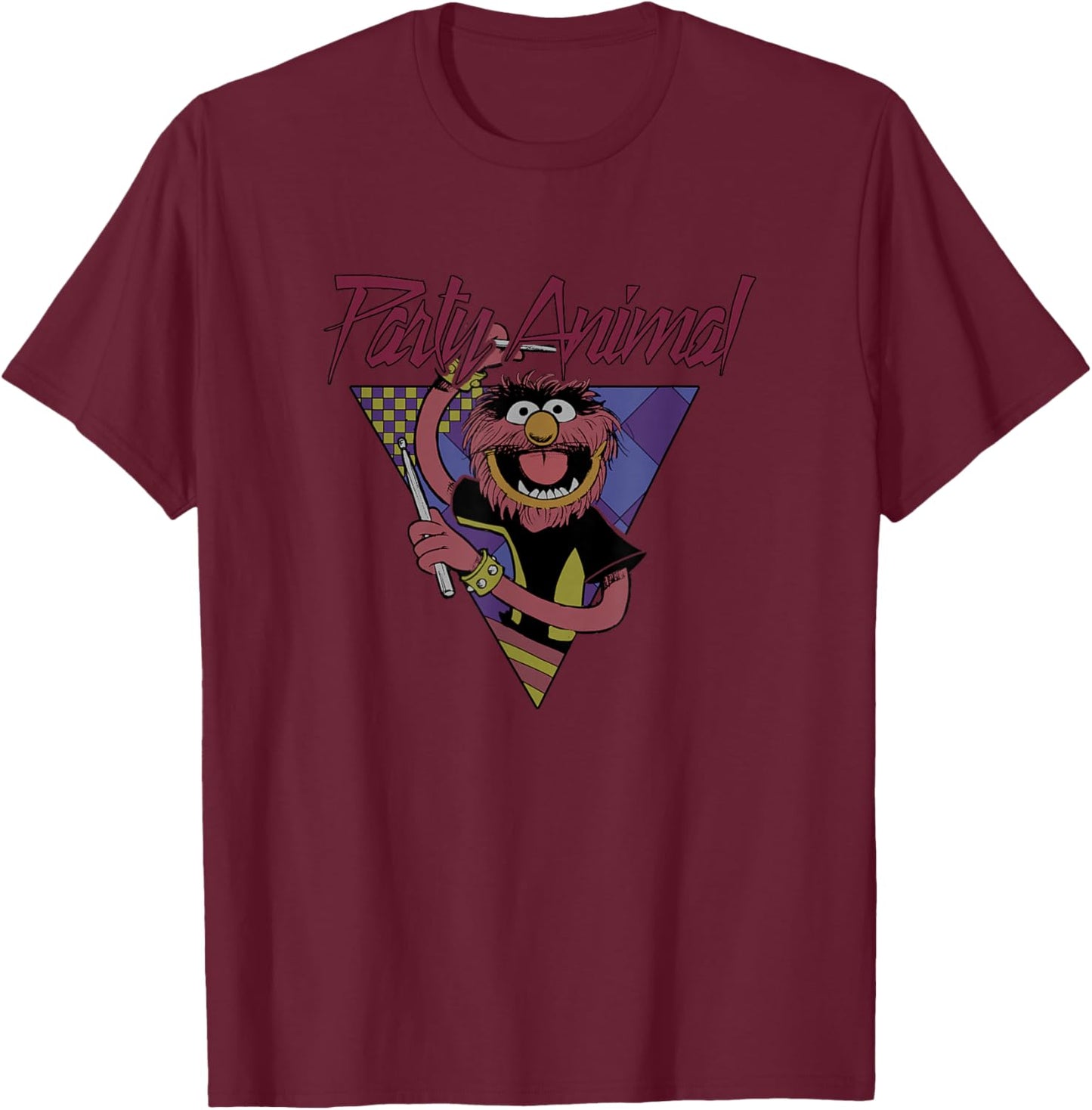 Disney The Muppets Party Animal Vintage Retro Music Poster T-Shirt - T-Shirt | Maroon
