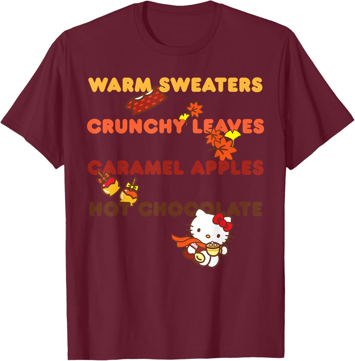 Hello Kitty Favorite Fall Things T-Shirt - T-Shirt | Maroon