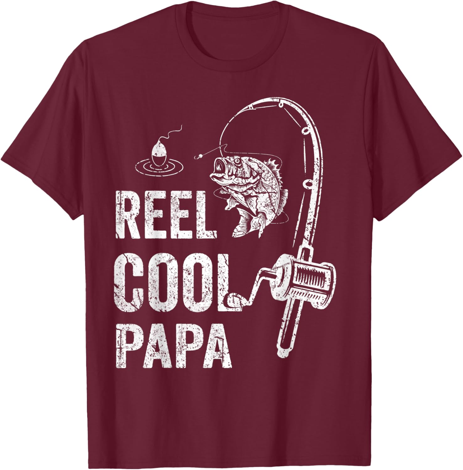 Funny Reel Cool Papa Fishing Father's Day T-Shirt - T-Shirt | Maroon