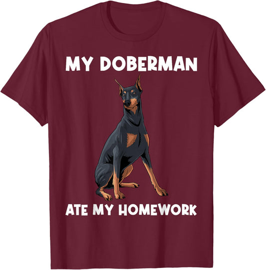 Cool Doberman Art For Kids Boys Dog Breed Doberman Pinscher T-Shirt - T-Shirt | Maroon