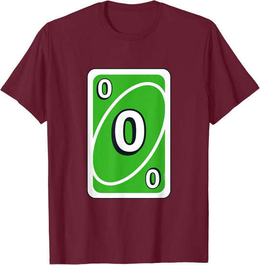 UNO Halloween Green 0" Card T-Shirt - T-Shirt | Maroon