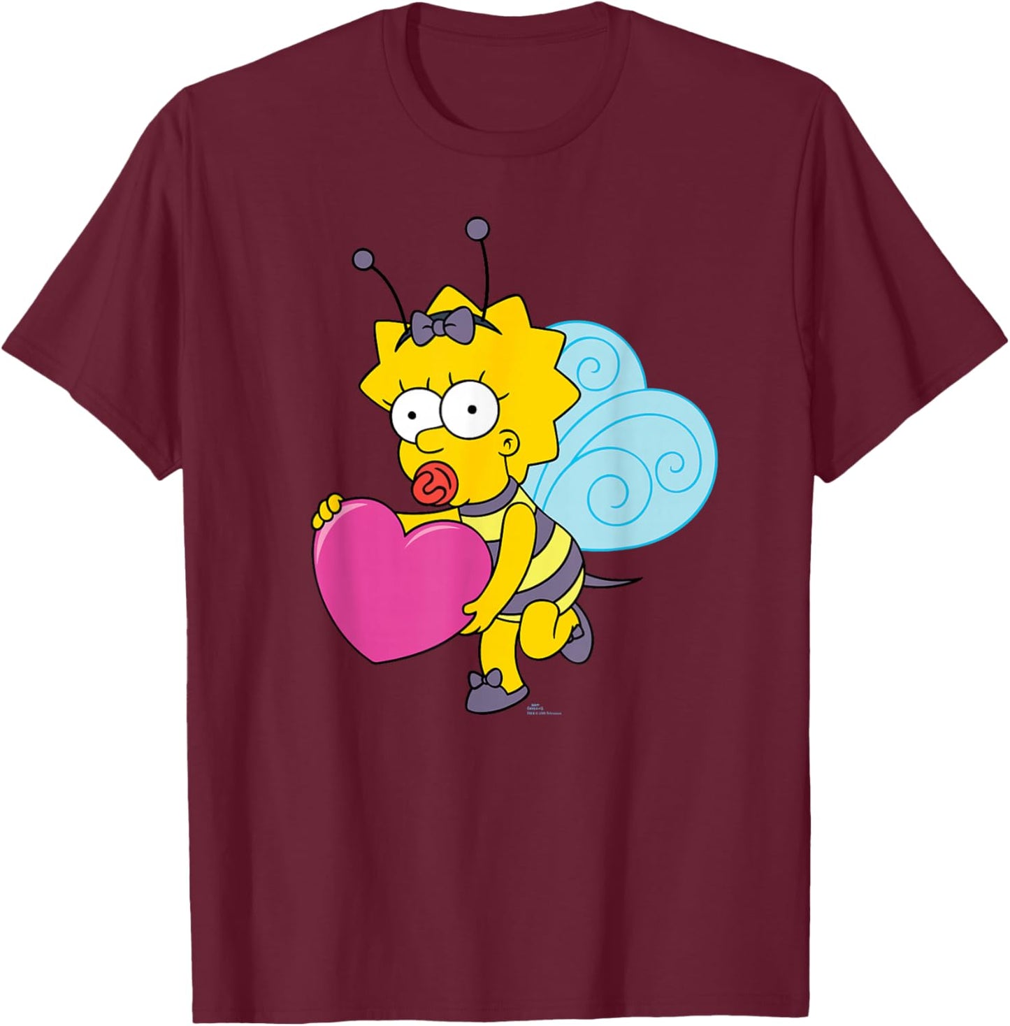 The Simpsons Maggie Simpson Cute Heart Bee Valentine’s Day T-Shirt - T-Shirt | Maroon