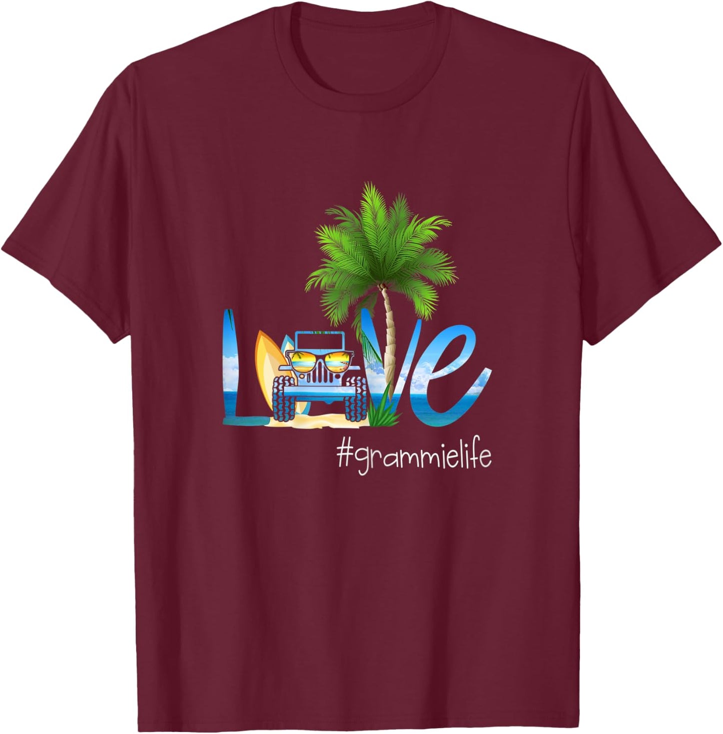 Love Grammie Life-Vacation- Beach and Truck Women T-Shirt - T-Shirt | Maroon
