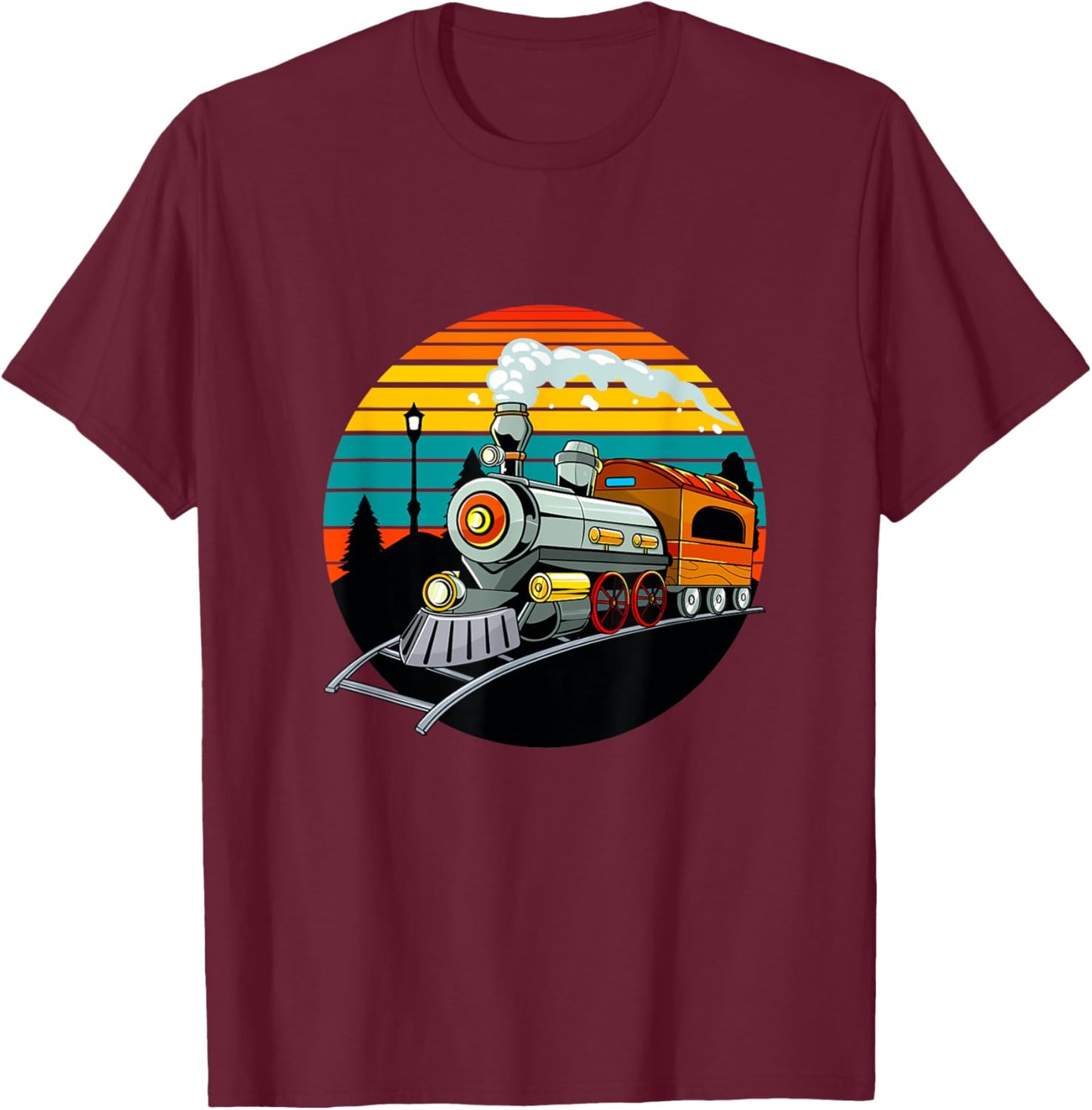 Train Lovers Retro Vintage Railroads Men Boys Kids Toddlers T-Shirt - T-Shirt | Maroon