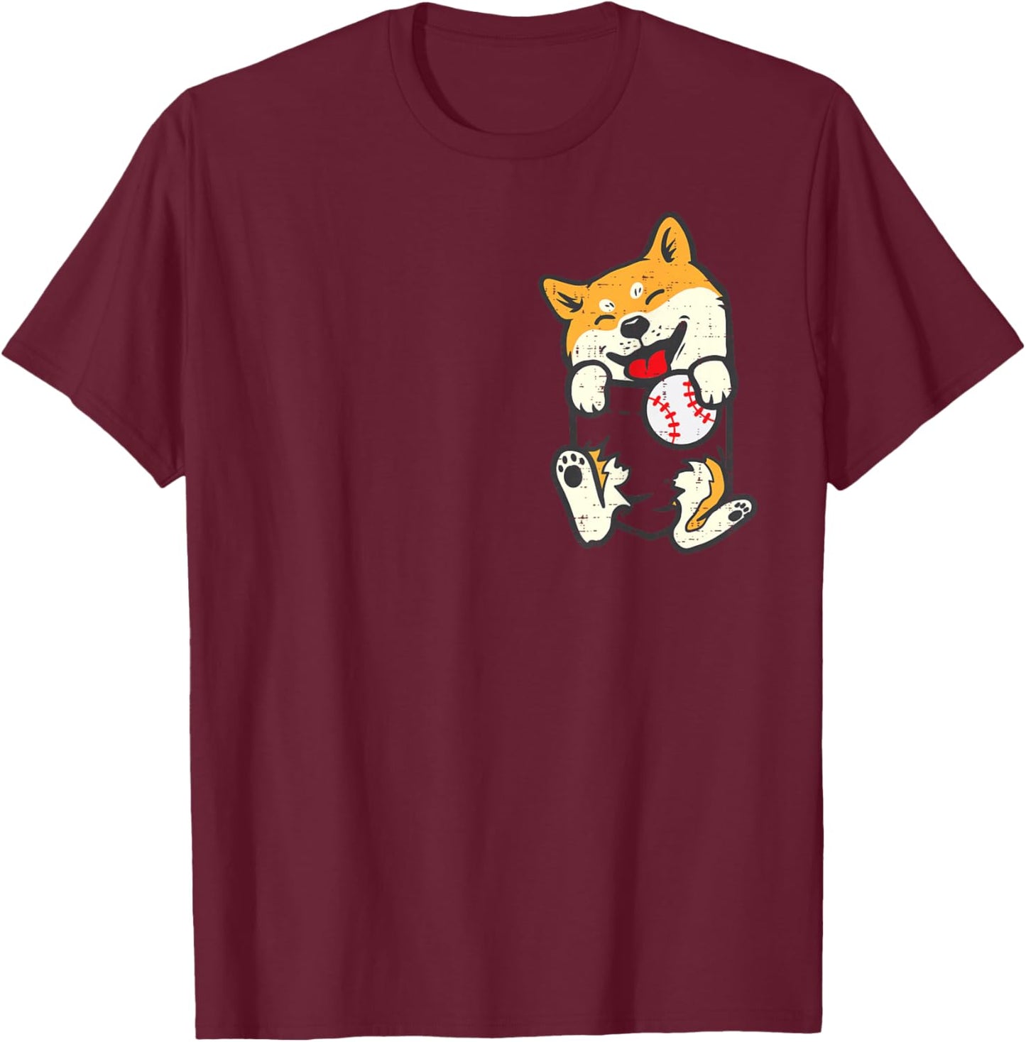 Pocket Shiba Inu Feet Baseball Japanese Dog Men Women Kids T-Shirt - T-Shirt | Maroon